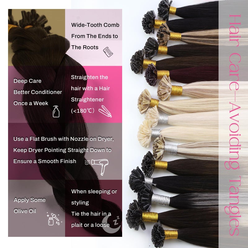 Moresoo U Tip Hair Extensions Human Hair Darkest Brown K Tips Hair Extensions Dark Brown Straight Keratin Extensions Human Hair Fit Any Occasion 50G /50S 16 Inch - Image 4